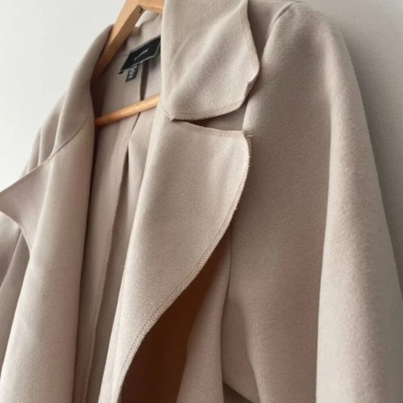 Le Chateau Open Front Long Line Duster Cardigan Coat Off White Cream Size Small - Picture 6 of 8